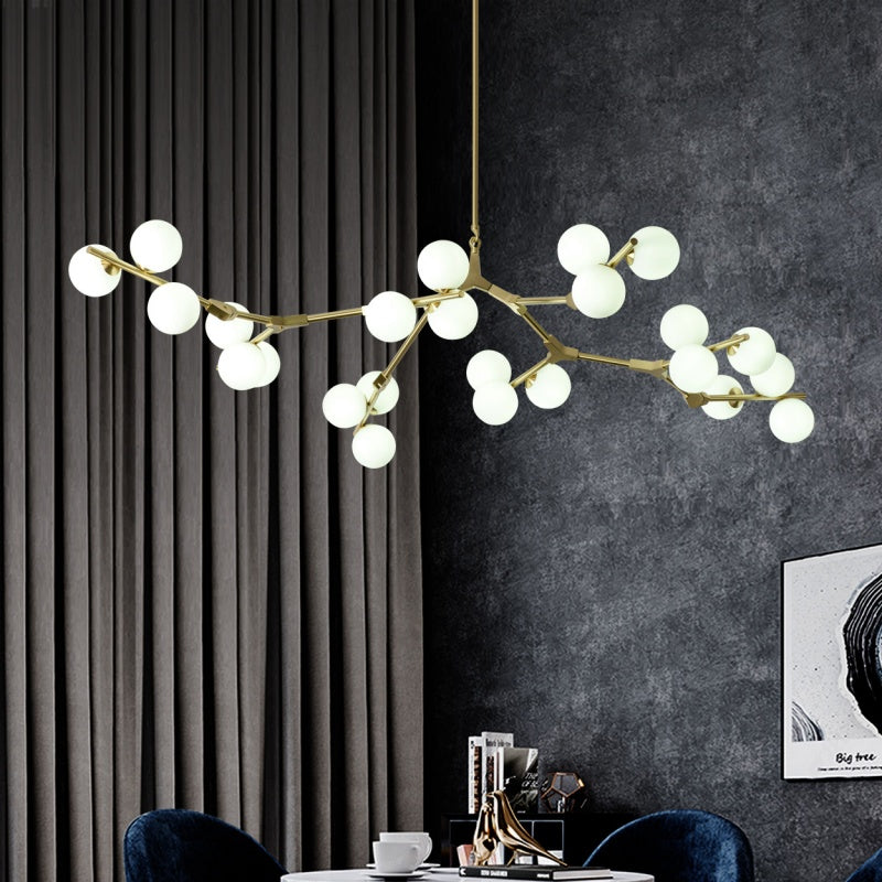 Valentina candelabru modern LED cu sticlă aurie și neagră pentru living/cameră de dormit