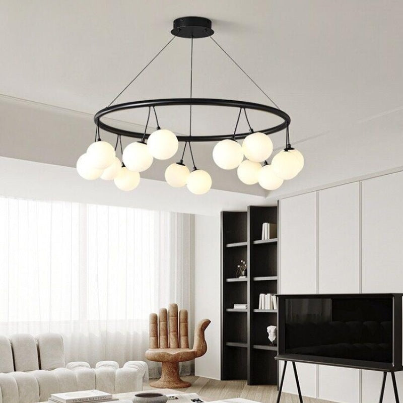 Valentina candelabru LED Nordic metal negru/sticlă Sufragerie/living/Cameră de Dormit