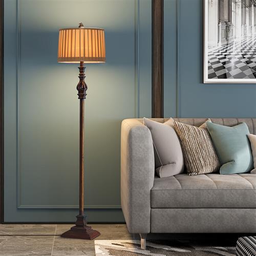 Eryn Vintage lampadar din Rășină și Țesătură, Maro