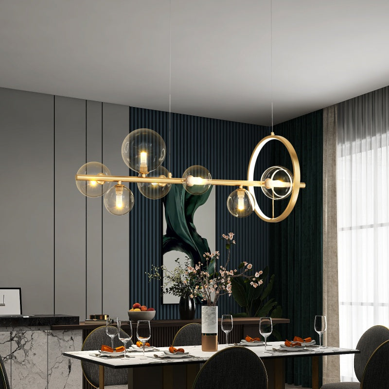 Valentina candelabru LED modern din sticlă aurie pentru living/sală de mese