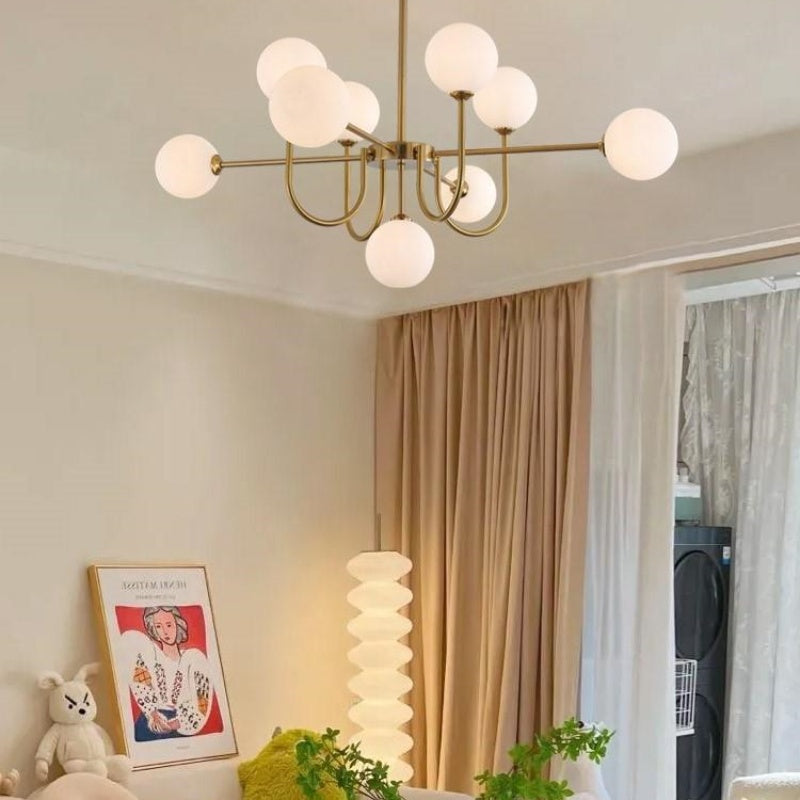 Valentina candelabru LED modern din aur cu sticlă pentru living/sufragerie/cameră de dormit