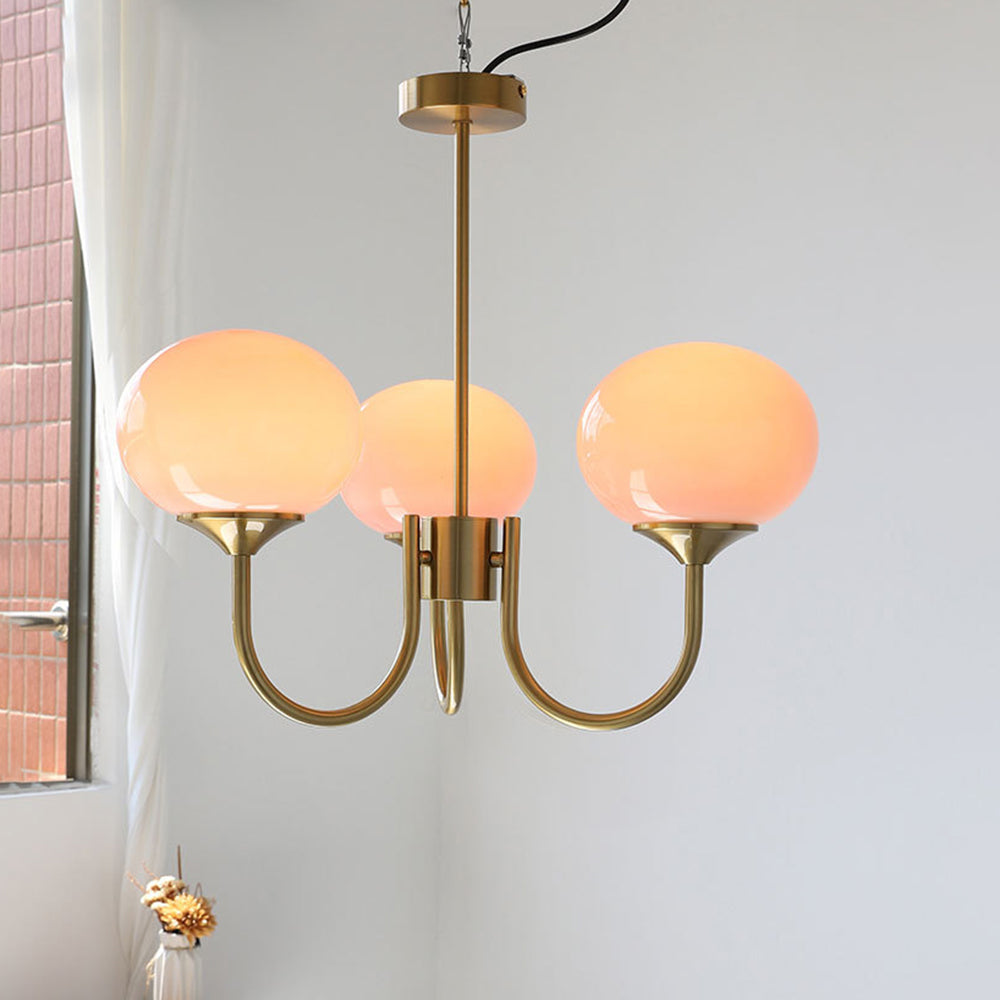 Valentina Retro Art Deco glob candelabru, alb/Roz/Bej