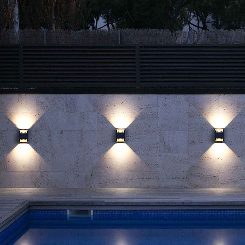Ray aplică de perete pentru exterior metal minimalist cu lumină sus/jos, neagră