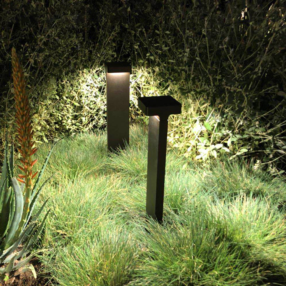 Ray modern metal T-Shaped Solar Outdoor Path Light, negru