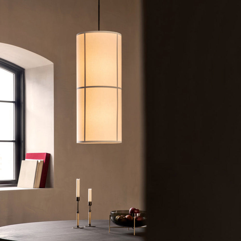 Ritta lampă suspendată Cilindrică, candelabru, Textil, Stil Japonez