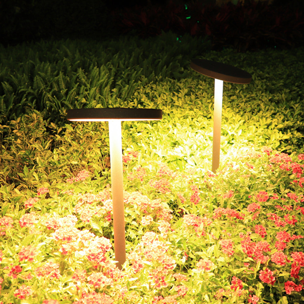 Pena modern Disc Solar Outdoor Bollard Light, negru
