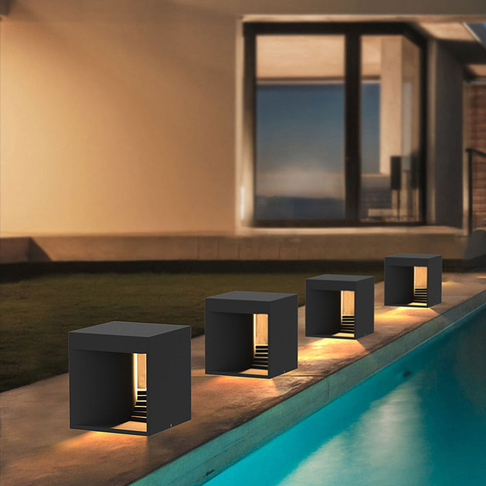 Ray lampă de masă minimalistă impermeabilă cu formă cuboidică recarcabilă/Solar, negru/alb