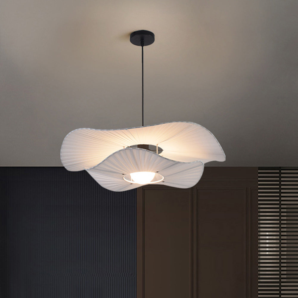 Ritta lampă suspendată modernă Nordic cu carcasă textil/metal, alb
