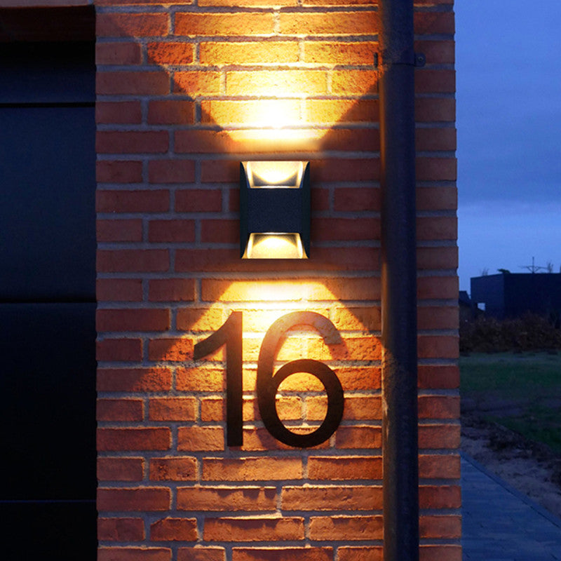 Ray aplică de perete pentru exterior metal minimalist cu lumină sus/jos, neagră