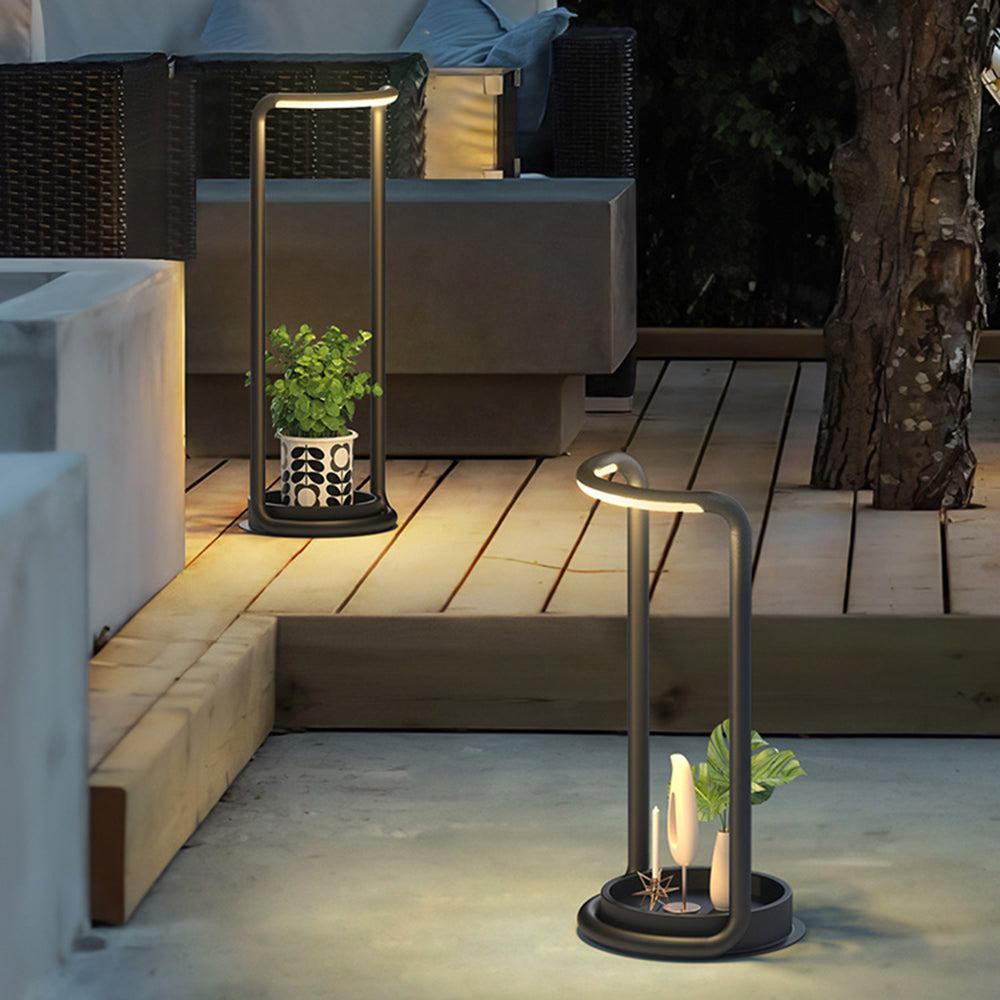 Ray lampadar minimalist Rectangular LED Solar exterior, negru
