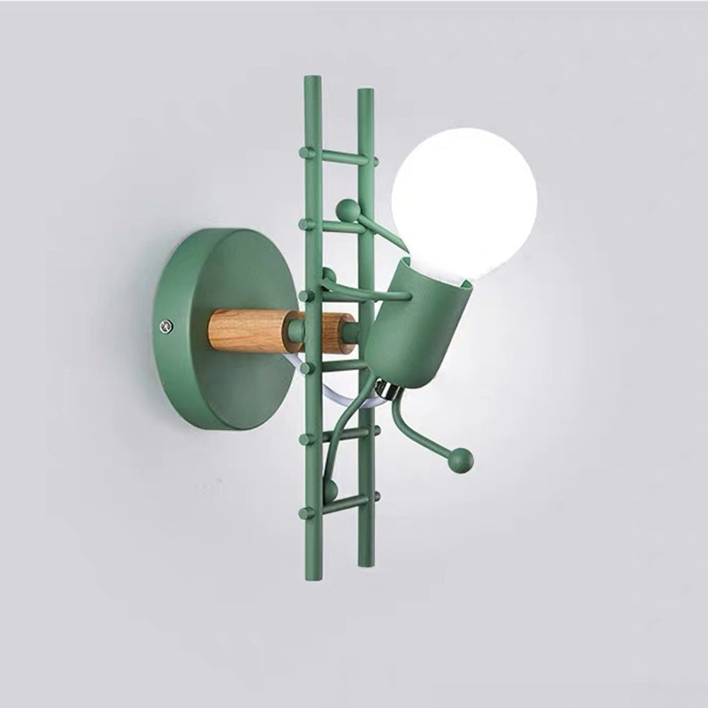 Arisha industrial Man metal/lemn aplică de perete, Gri/alb/Verde