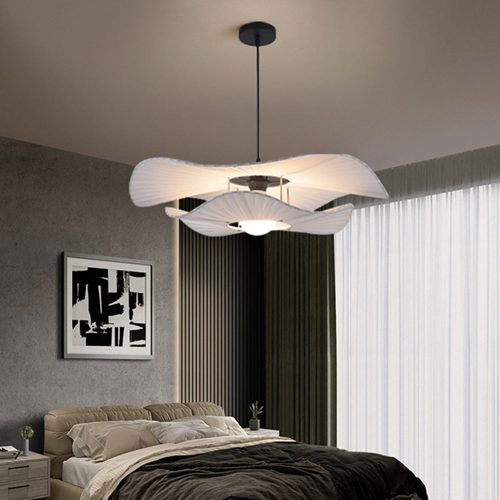 Ritta lampă suspendată modernă Nordic cu carcasă textil/metal, alb