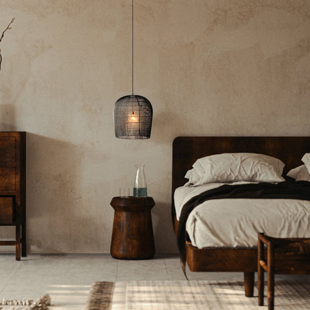 Ritta Wabi Sabi lampă suspendată cu ratan/metal, negru/alb