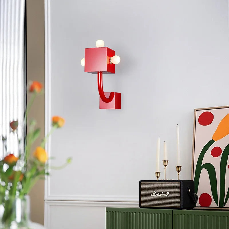 Aria aplică de perete pentru interior roșie, modernă, industrială, LED, pentru living și dormitor