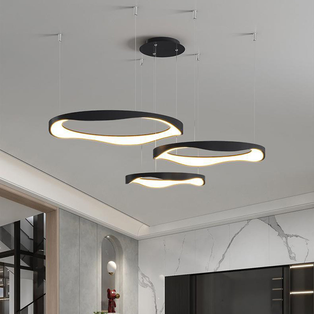 Arisha lampă suspendată Rond modern, negru/alb, Sufragerie