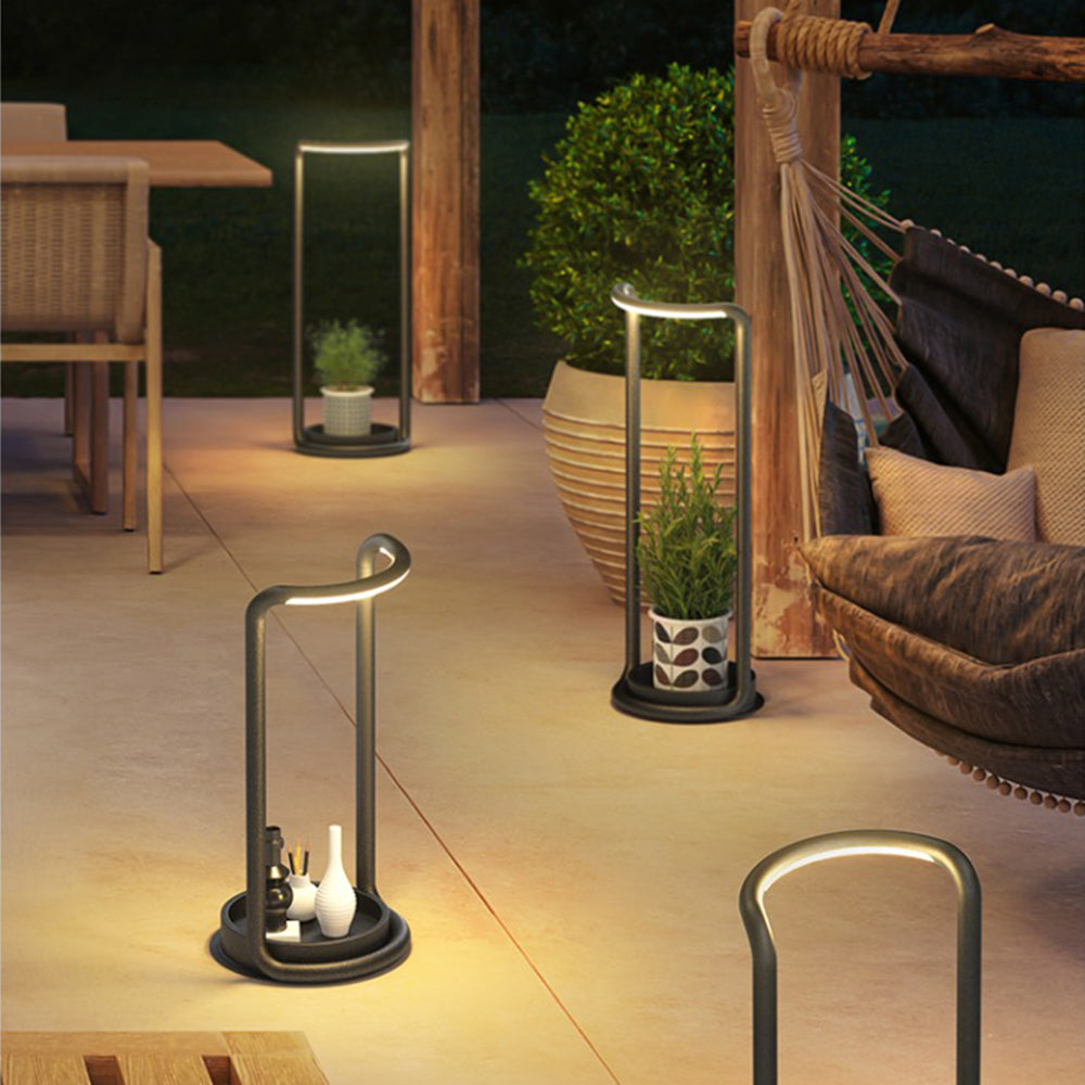 Ray lampadar minimalist Rectangular LED Solar exterior, negru