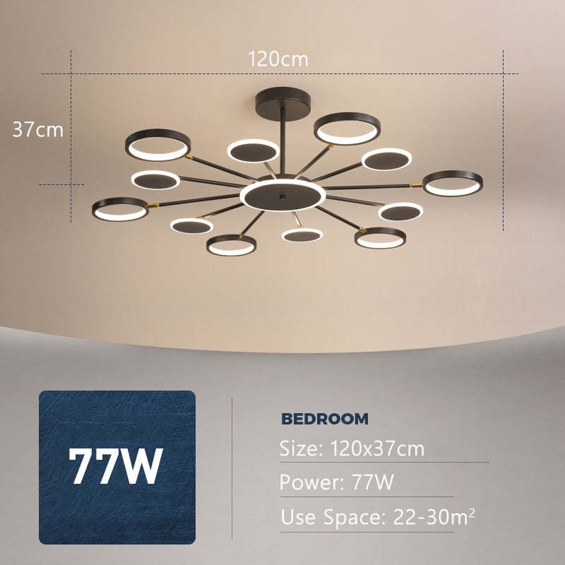 Arisha candelabru modern LED Geometric negru Reglabil