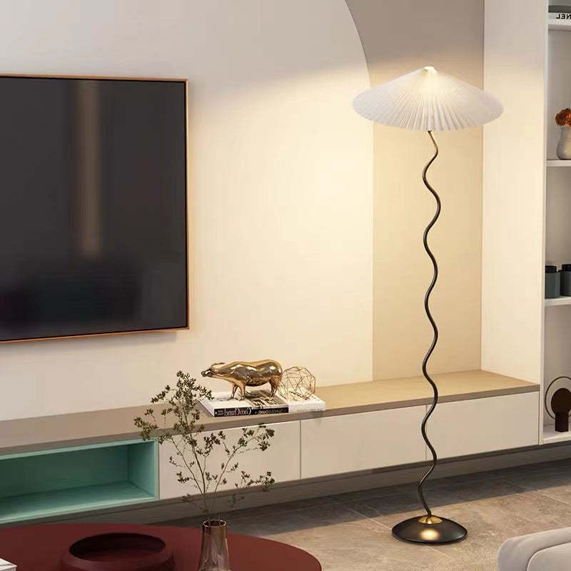 Ritta lampadar din material textil, modern, în formă de ciupercă, LED
