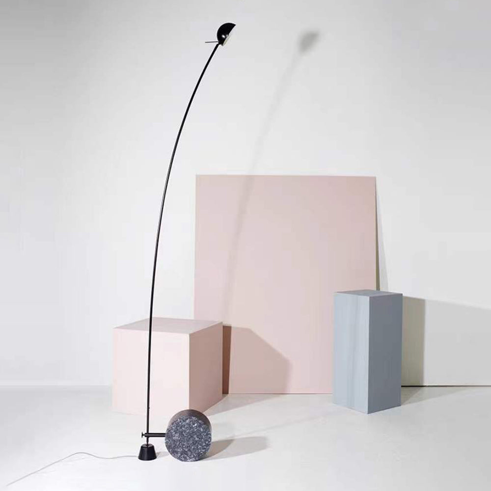 Salgado lampadar gri din marmură și metal, nordic, arcuit, LED