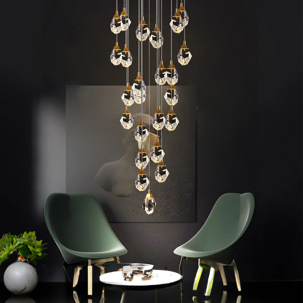 Kristy Design lampă suspendată din sticlă sferică și metal, culoare aurie