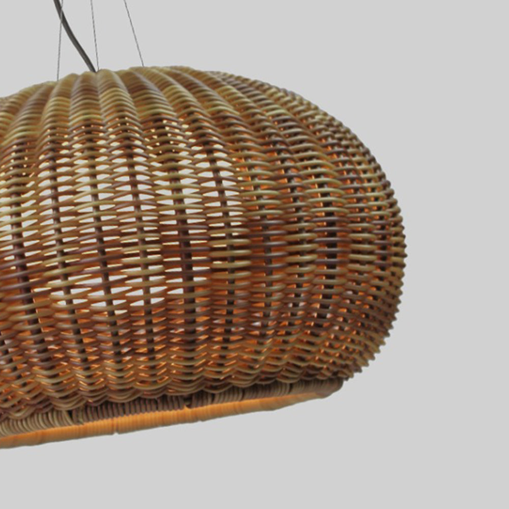 Ray lampă suspendată Retro Lantern aurie, Bambus/