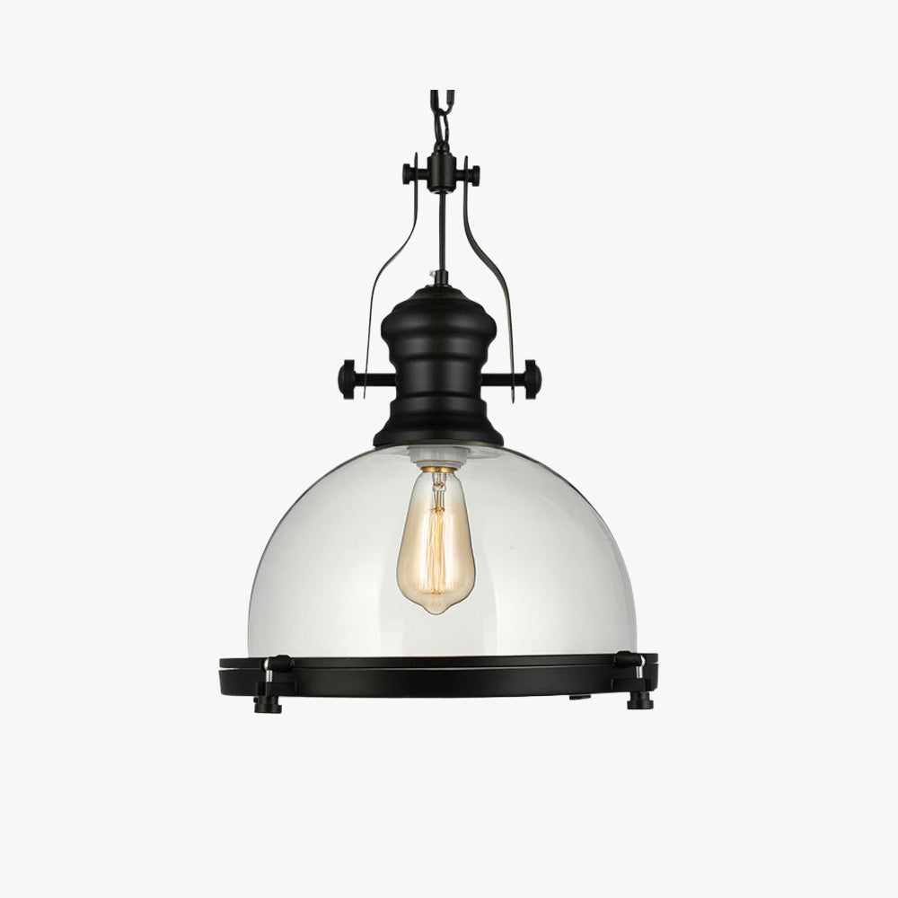 Silva lampă suspendată hemisferică din sticlă, stil vintage, negru