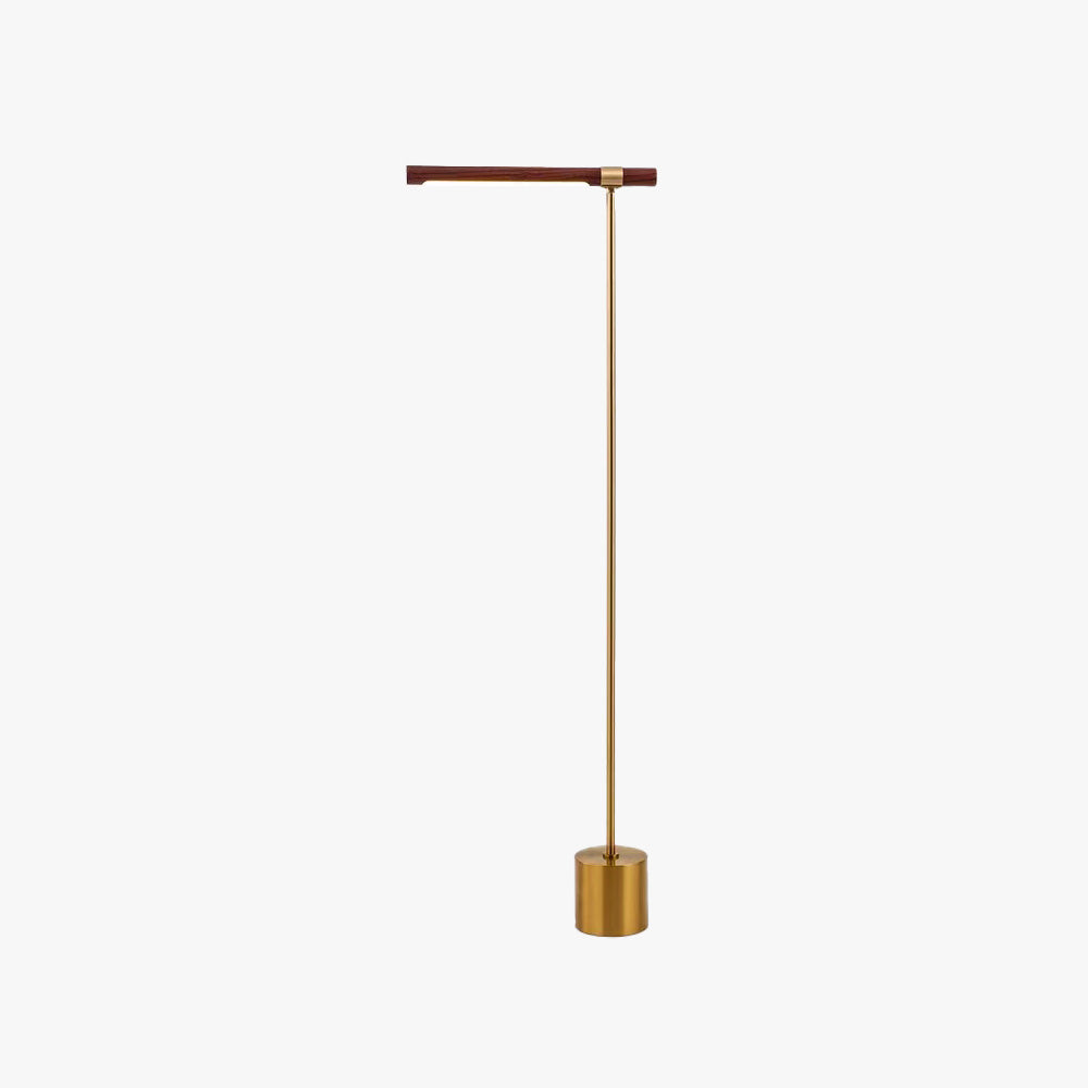 Edge lampadar Liniar minimalist, metal/lemn, Aur, living