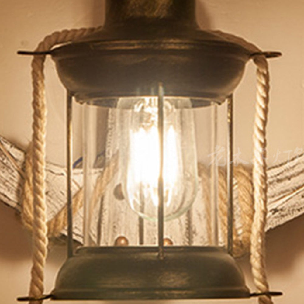 Epoch Anchor Lantern aplică de perete, Vintage/Antique, lemn, dormitor, cu finisaj antichizat