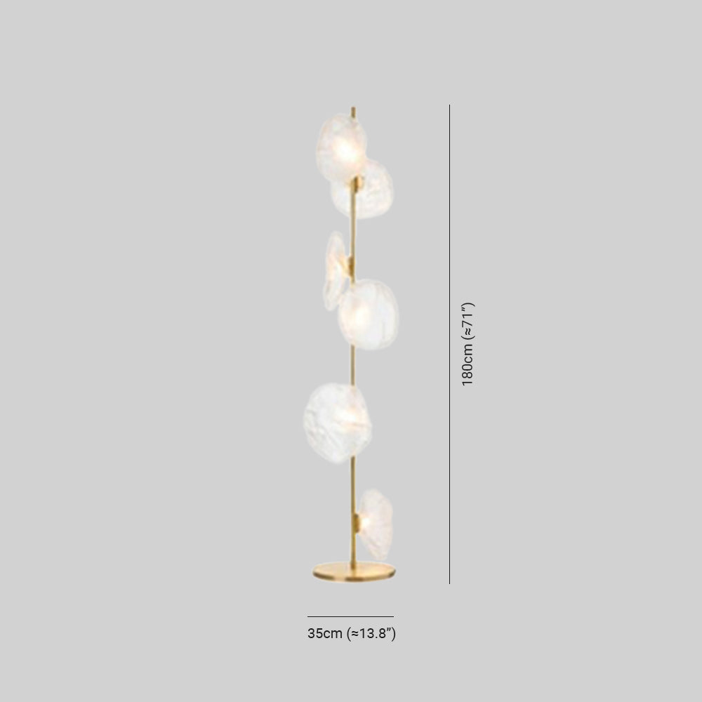 Byers de lux floare metal/sticlă lampadar, negru/auriu/Gri