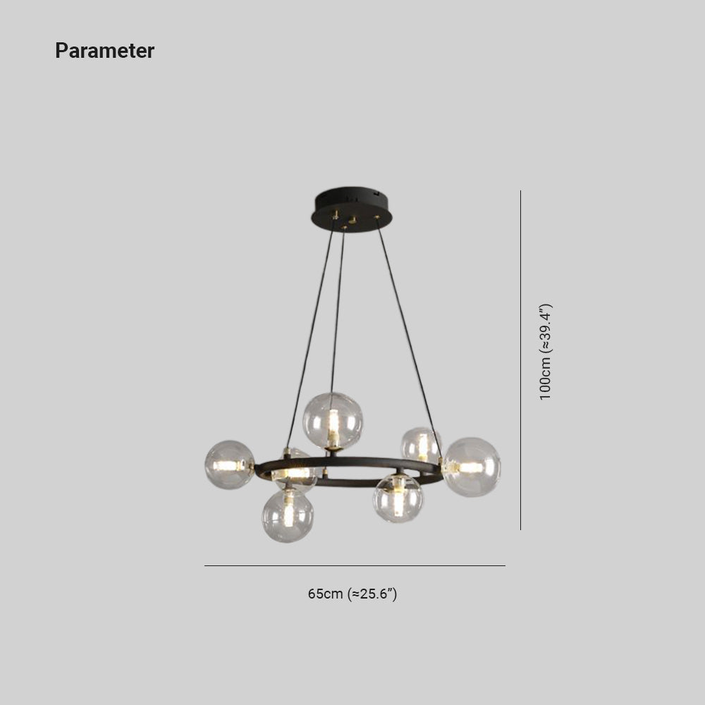 Valentina candelabru modern din sticlă cu sferă și inel, Culoare: Aur/negru