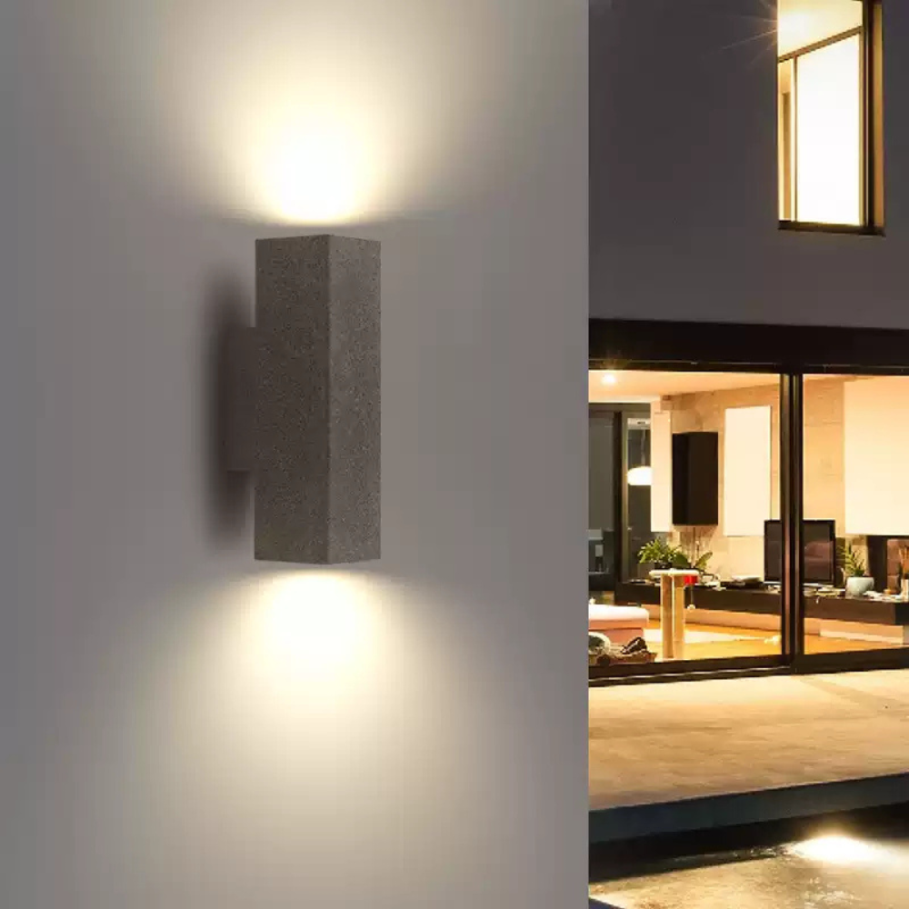 Ray aplică de perete pentru exterior minimalist din ciment pătrat, alb