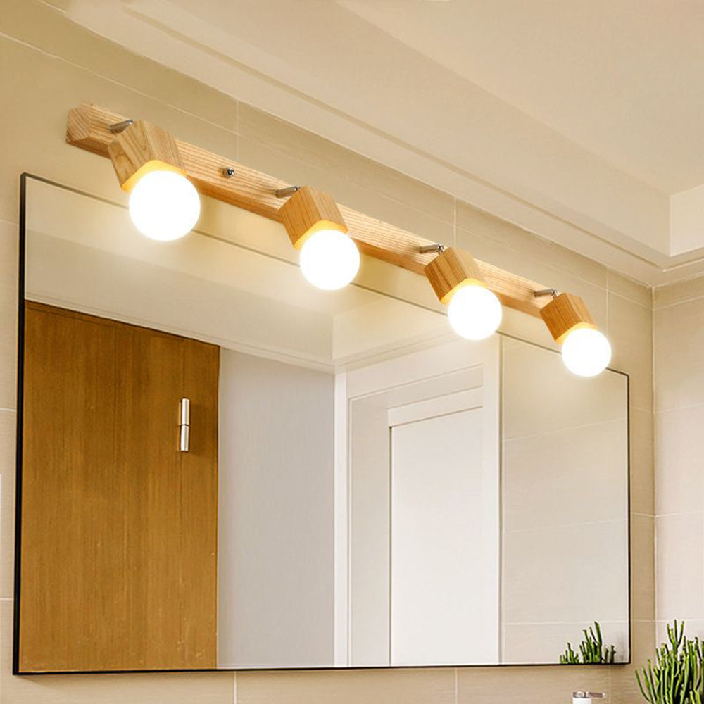 Muto modern Square glob metal/lemn aplică de perete, oglindă Light