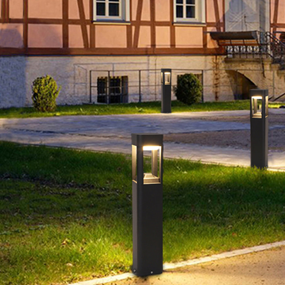 Ray lampă de drum pentru exterior dreptunghiulară din metal, neagră