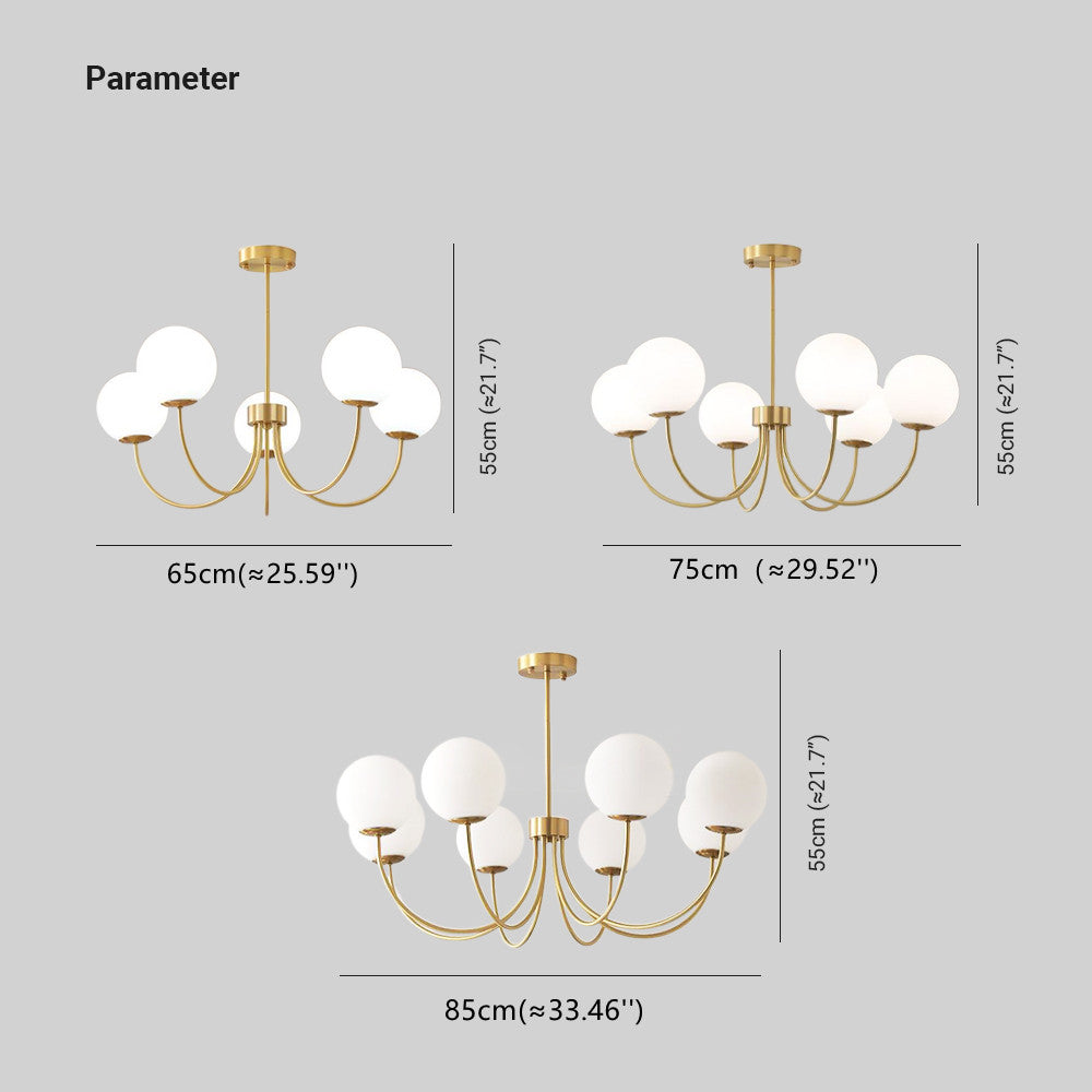 Valentina candelabru modern cu abajur sferic din metal și sticlă, culoarea aur