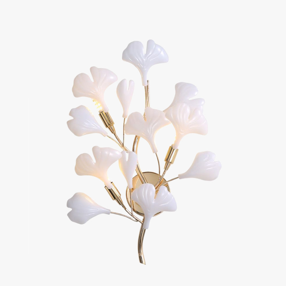 Olivia Decorative floare în stil ceramic alb aurit aplică de perete