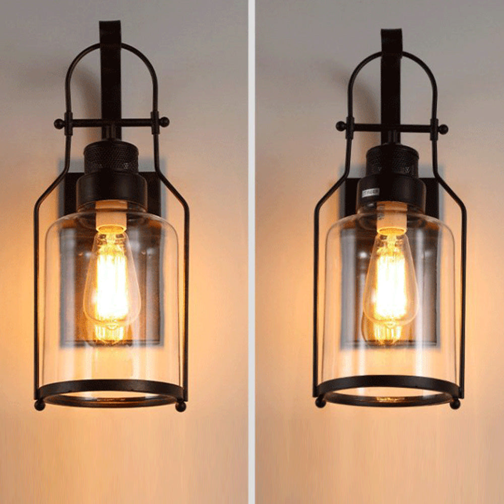 Silva aplică de perete Vintage Lantern sticlă/metal, negru/Ruginiu