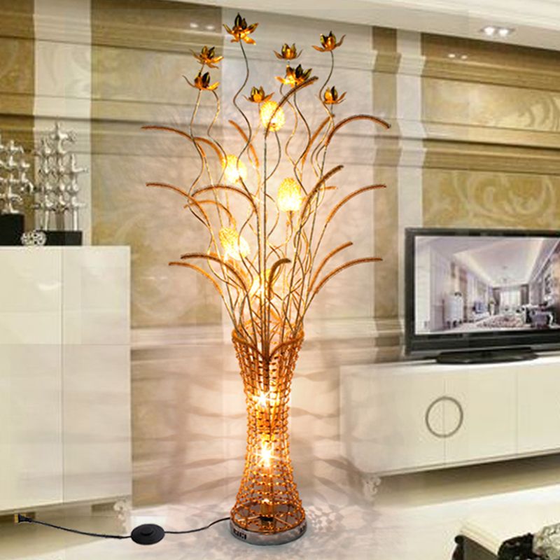 Bella Art Deco Vase auriu metal lampadar, living