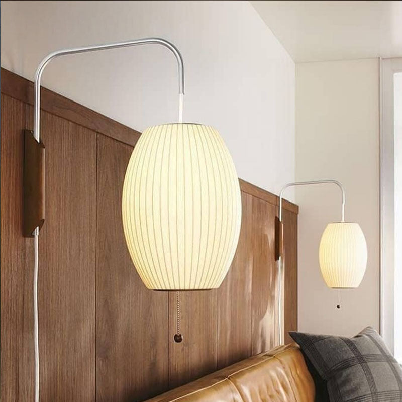 Ritta aplică de perete pentru interior din lemn și material textil, modernă, rotundă, pentru living