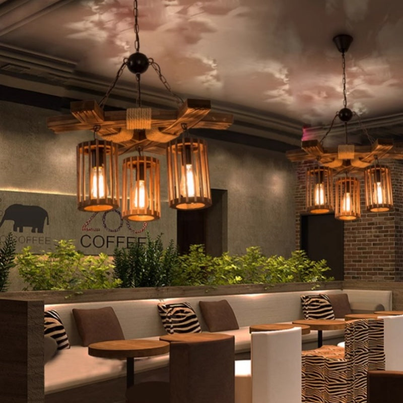 Epoch candelabru LED Retro din lemn pentru restaurant/cameră de zi/bar