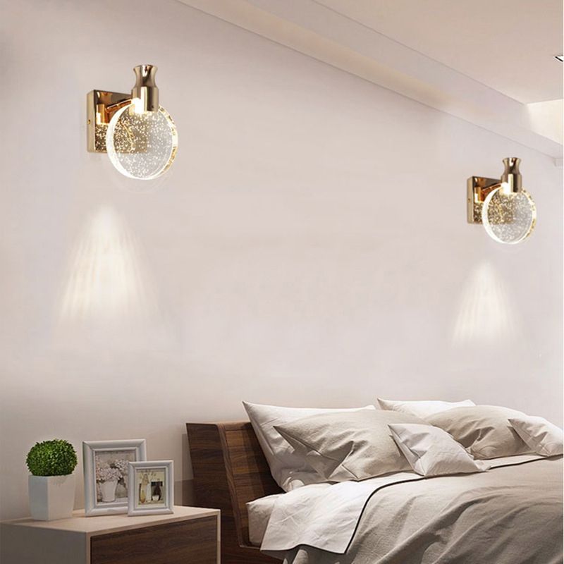 Kristy modern Round cristal oglindă aplică de perete, auriu/crom