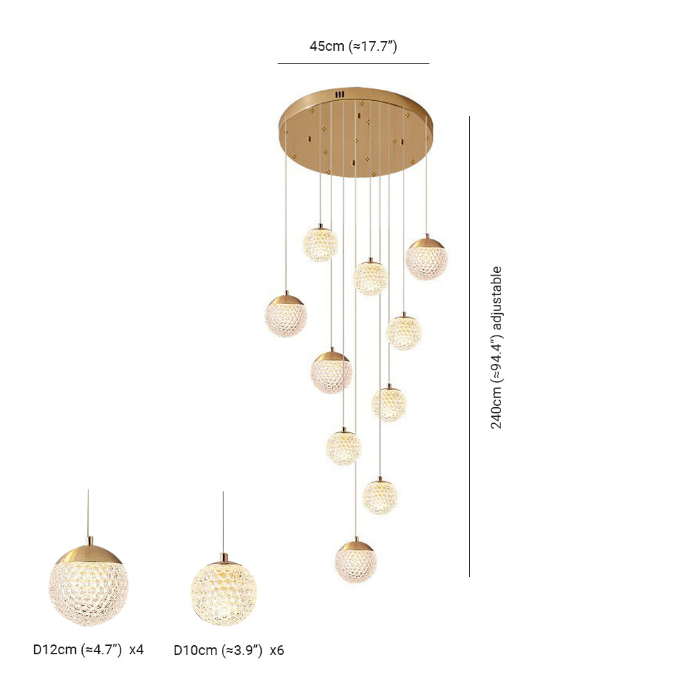 Arisha lampă suspendată Art Deco Jibril multi-etaj modern, aur