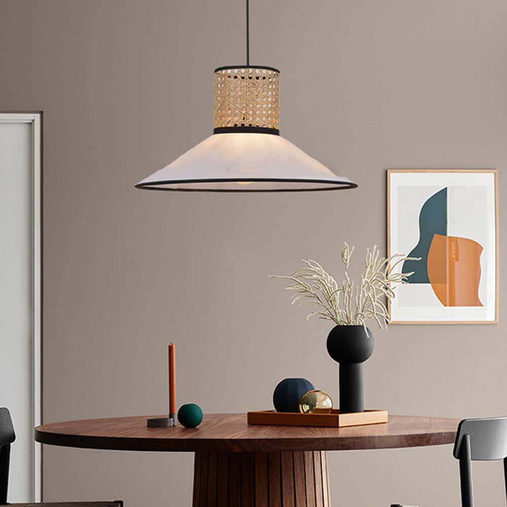 Ritta modern lampă suspendată din ratan/țesătură, alb