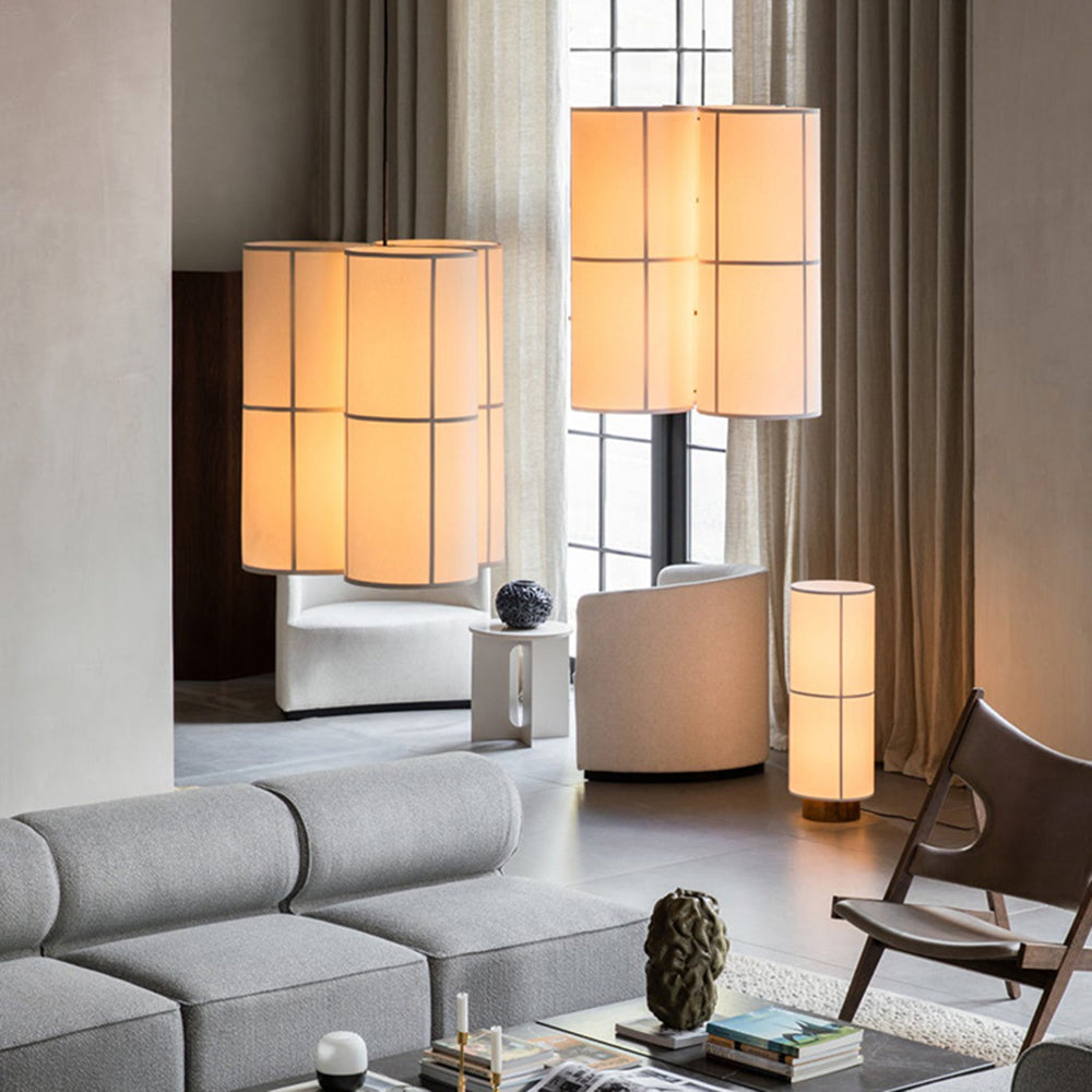 Ritta lampă suspendată Cilindrică, candelabru, Textil, Stil Japonez