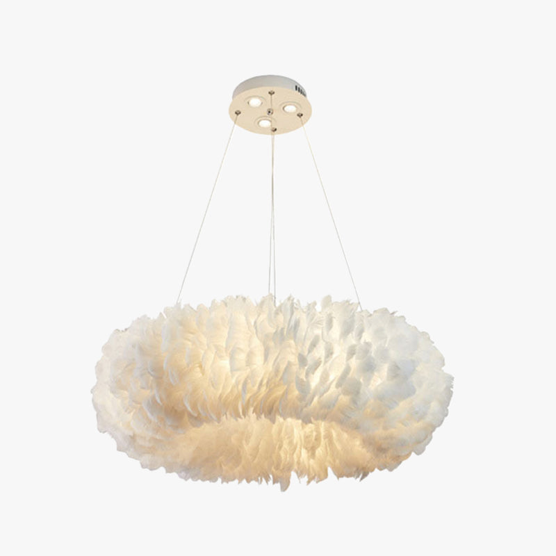 O'Moore lampă suspendată Romantic inel Feather/metal, Natural Ostrich