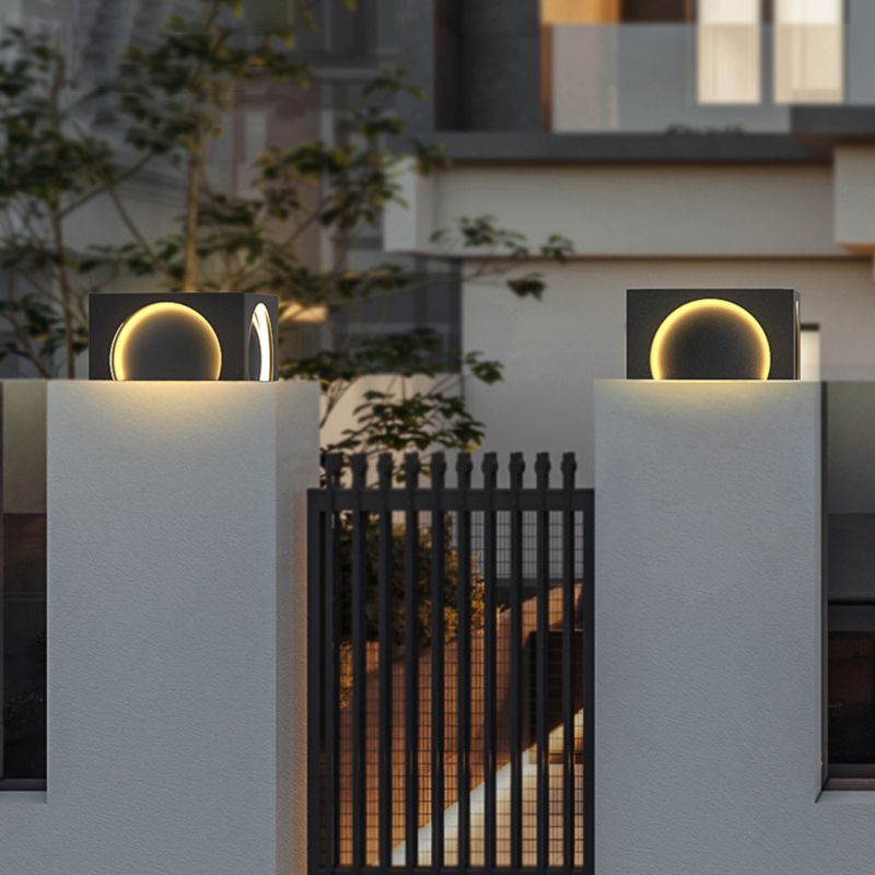 Ray lampă de perete pentru exterior din metal dreptunghiular modern, negru