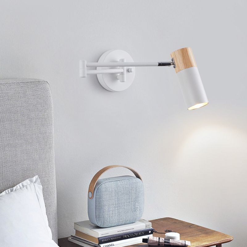 Muto aplică de perete lampă de perete în formă de cană reglabilă, metal/lemn, alb, în stil nordic