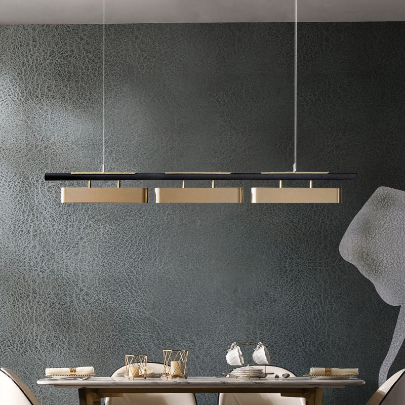Arisha lampă suspendată dreptunghiulară modernă, metal, negru/alamă, birou