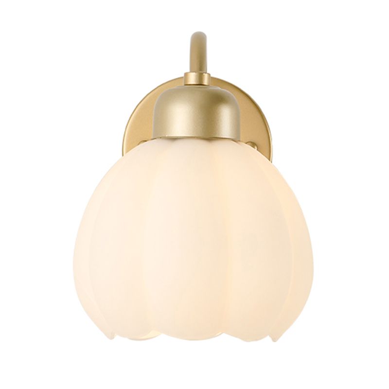 Valentina Nordic floare oglindă sticlă metal aplică de perete, auriu/Ivory, în culoare albă