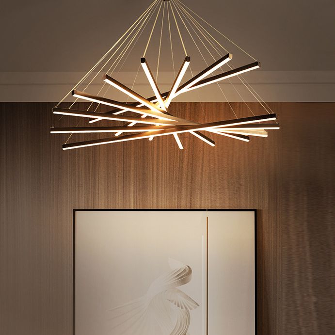 Arisha lampă suspendată neagră din metal, minimalistă, liniară, pentru living