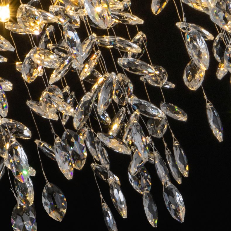 Kristy candelabru auriu din sticlă și cristal, contemporan